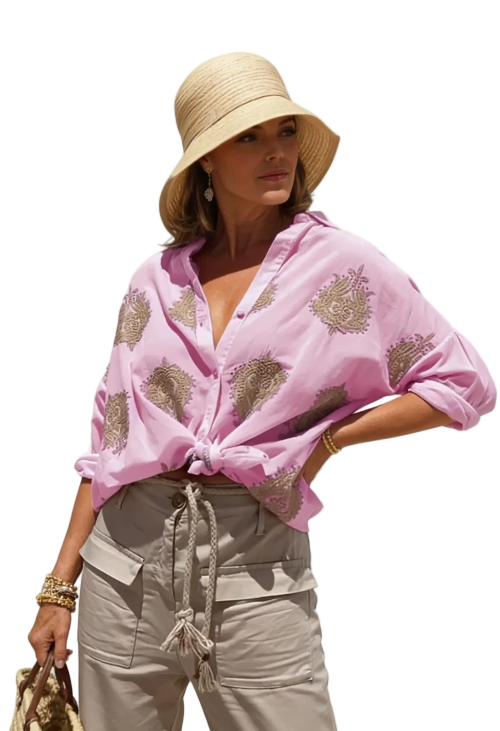 Damska bluzka z długim rękawem i wzorem paisley