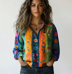 Damska koszula z nadrukiem kwiatowym i zapięciem na guziki