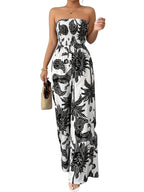 Damski kombinezon bez ramiączek z nadrukiem