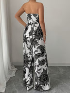 Damski kombinezon bez ramiączek z nadrukiem