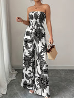 Damski kombinezon bez ramiączek z nadrukiem