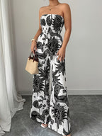 Damski kombinezon bez ramiączek z nadrukiem