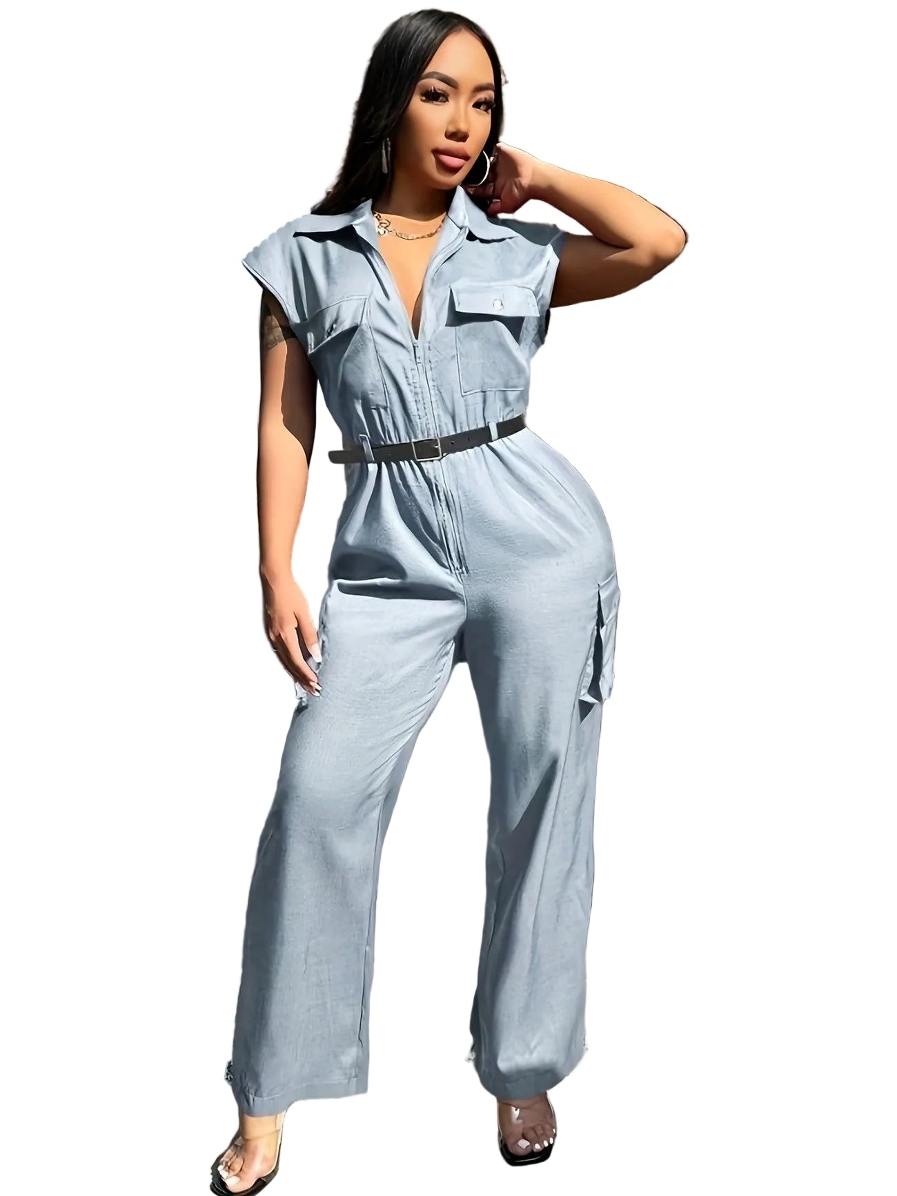 Damski kombinezon cargo z kołnierzem