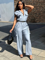 Damski kombinezon cargo z kołnierzem