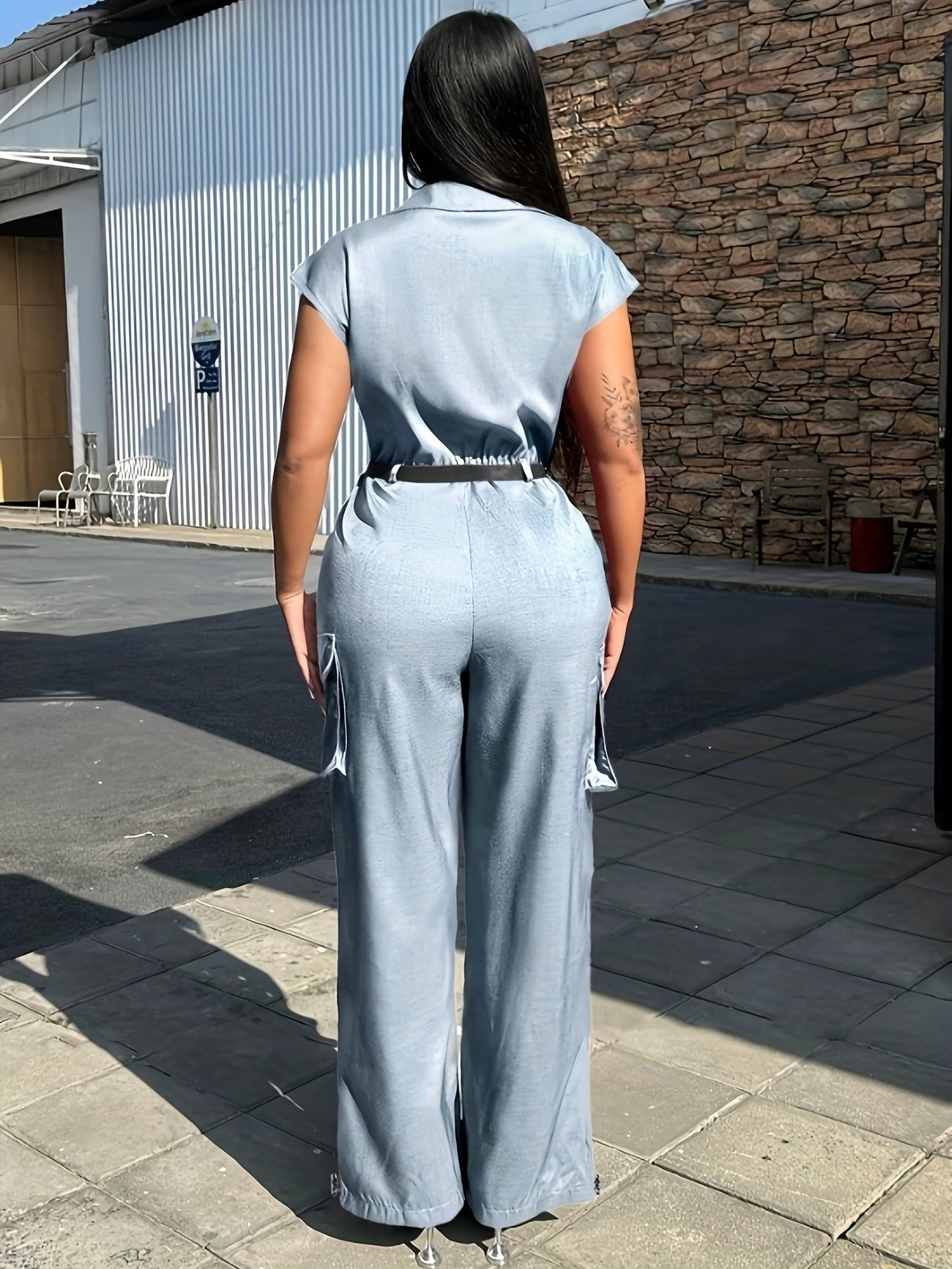 Damski kombinezon cargo z kołnierzem