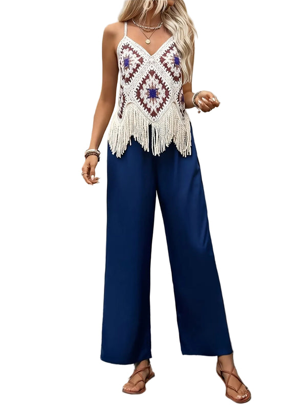 Damski komplet dwuczęściowy z geometrycznym wzorem