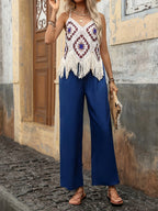 Damski komplet dwuczęściowy z geometrycznym wzorem