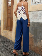 Damski komplet dwuczęściowy z geometrycznym wzorem