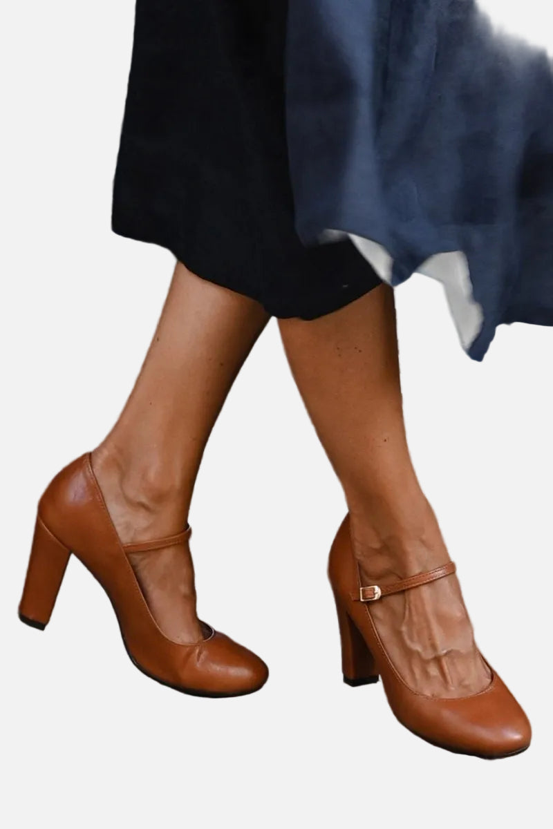 Damskie heels Mary Jane z zaokrąglonym czubkiem