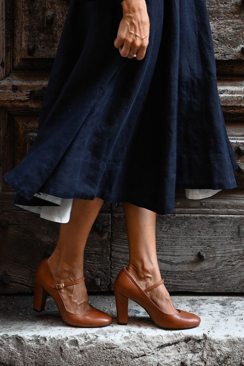 Damskie heels Mary Jane z zaokrąglonym czubkiem