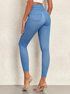 Damskie legginsy jeansowe wysoki stan z dopasowanym krojem