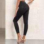 Damskie legginsy jeansowe wysoki stan z dopasowanym krojem