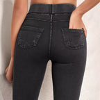 Damskie legginsy jeansowe wysoki stan z dopasowanym krojem