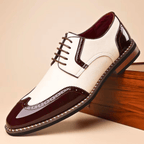 Męskie półbuty Oxford z zdobieniem brogues i kontrastowym noskiem