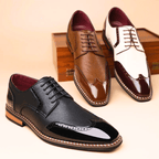 Męskie półbuty Oxford z zdobieniem brogues i kontrastowym noskiem