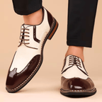 Męskie półbuty Oxford z zdobieniem brogues i kontrastowym noskiem