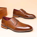 Męskie półbuty Oxford z zdobieniem brogues i kontrastowym noskiem