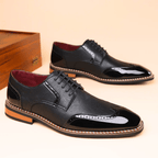 Męskie półbuty Oxford z zdobieniem brogues i kontrastowym noskiem