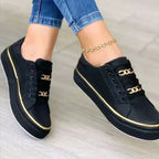 Damskie sneakersy z sznurowaniem i ozdobnymi elementami na platformie