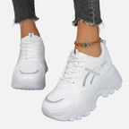 Damskie sneakersy na platformie z zaokrąglonym noskiem