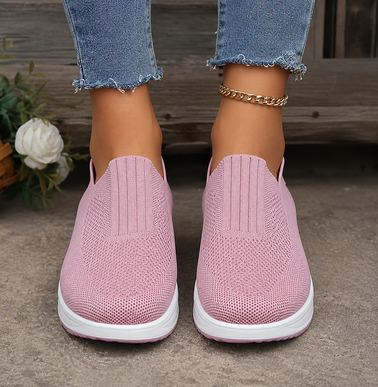 Damskie sneakersy wsuwane na platformie z elastyczną cholewką