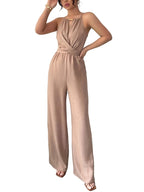 Kombinezon damski z kopertowym dekoltem typu halter