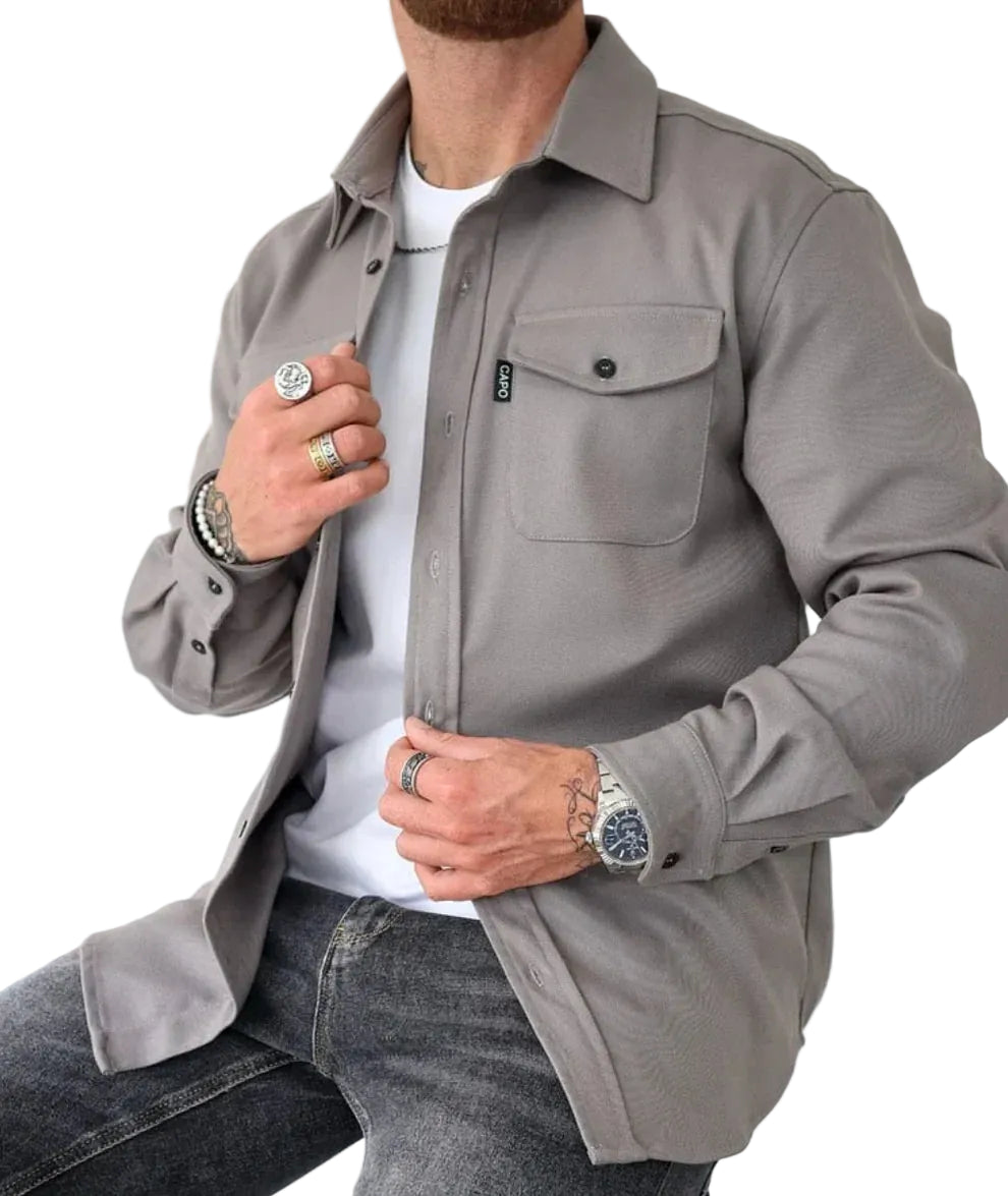 Męska bluzka z długim rękawem i kieszeniami na guziki