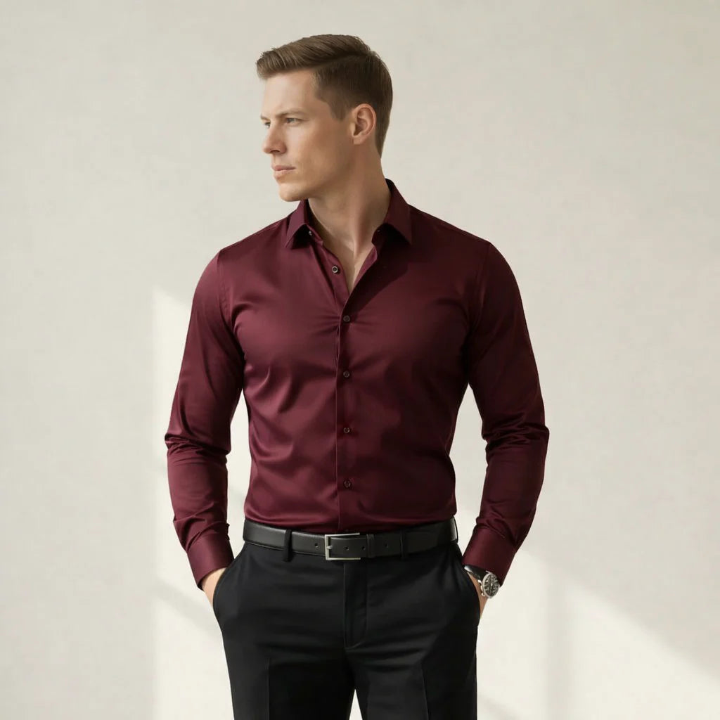 Męska koszula slim fit z długim rękawem i kołnierzykiem