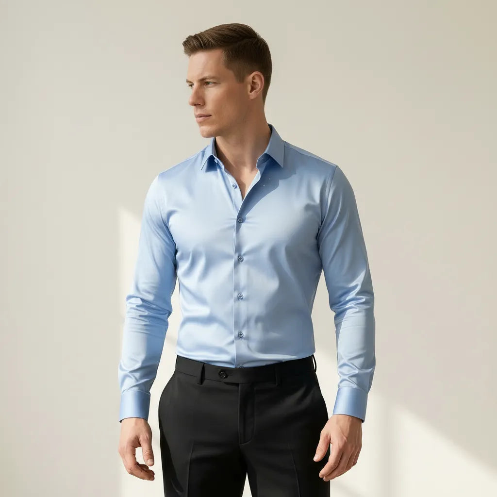 Męska koszula slim fit z długim rękawem i kołnierzykiem