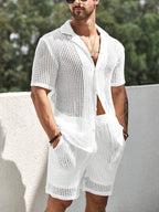 Męski dwuczęściowy zestaw z fakturą i otwartym splotem