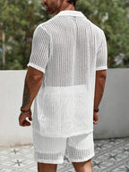 Męski dwuczęściowy zestaw z fakturą i otwartym splotem