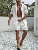 Męski dwuczęściowy zestaw z fakturą i otwartym splotem