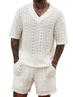 Męski zestaw dwuczęściowy z ażurowej koronki