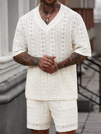 Męski zestaw dwuczęściowy z ażurowej koronki