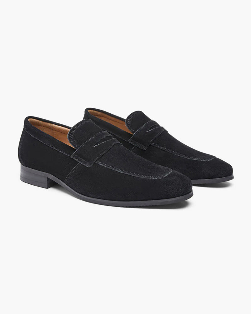 Męskie mokasyny penny loafers z charakterystyczną wstawką na nosku