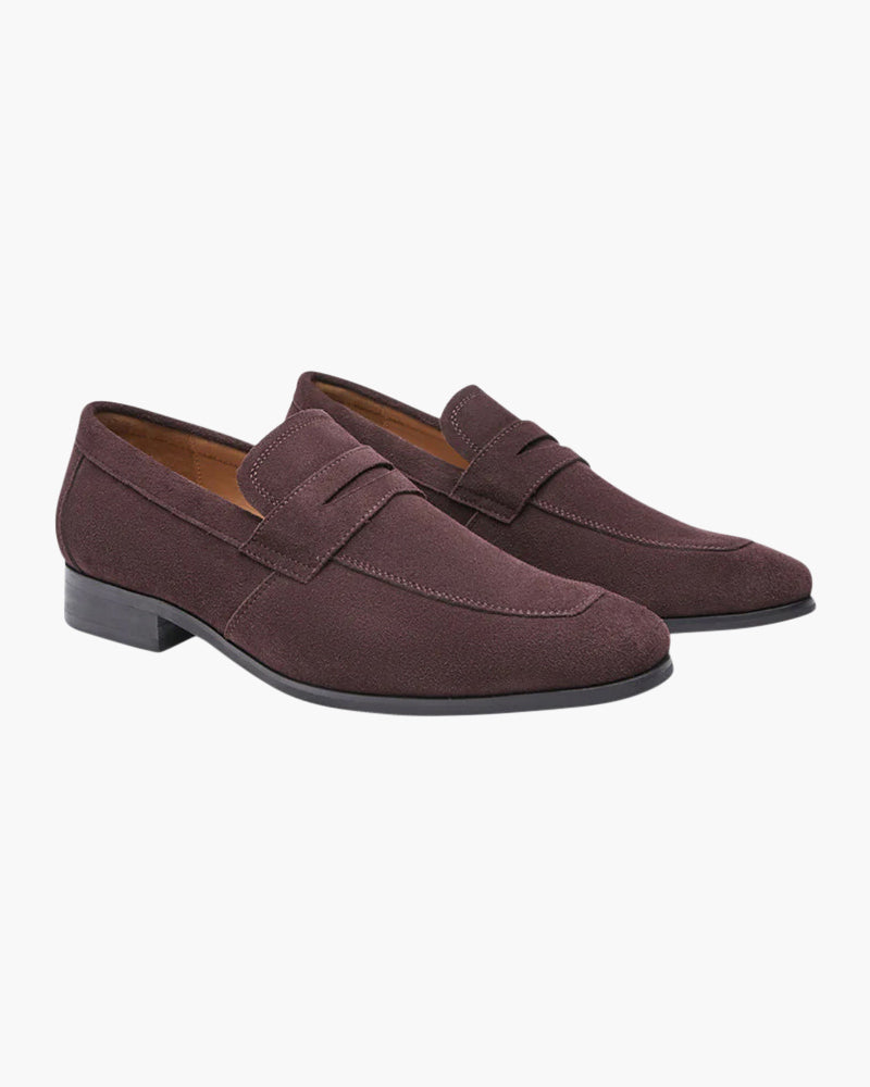 Męskie mokasyny penny loafers z charakterystyczną wstawką na nosku