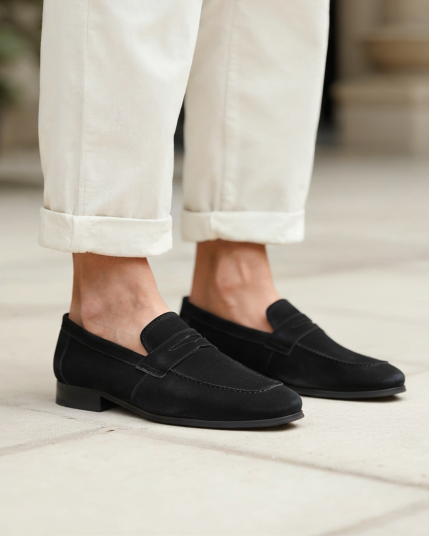 Męskie mokasyny penny loafers z charakterystyczną wstawką na nosku