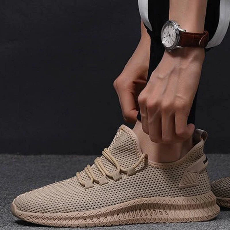 Męskie sneakersy z siateczkową cholewką i sznurowaniem