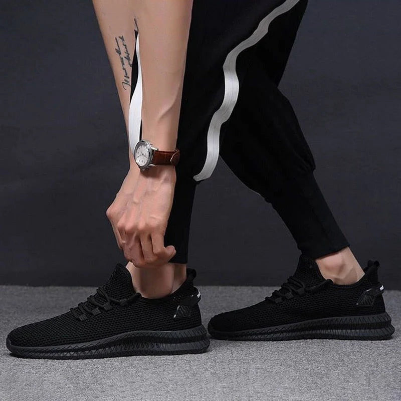Męskie sneakersy z siateczkową cholewką i sznurowaniem