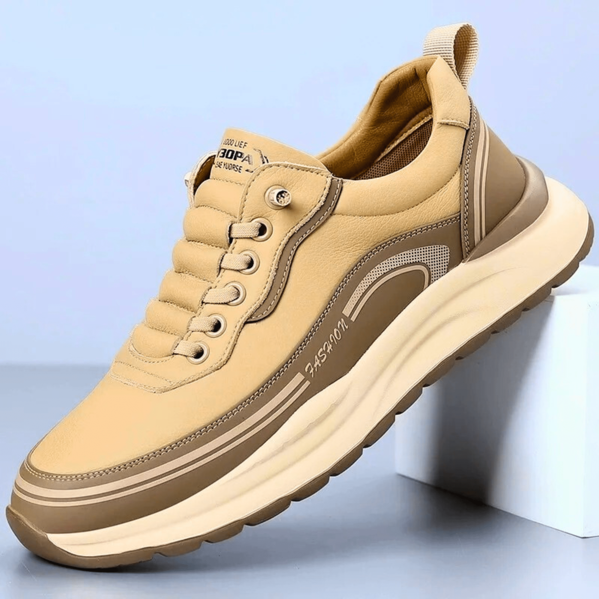 Męskie sneakersy z zaokrąglonym noskiem i profilowaną podeszwą