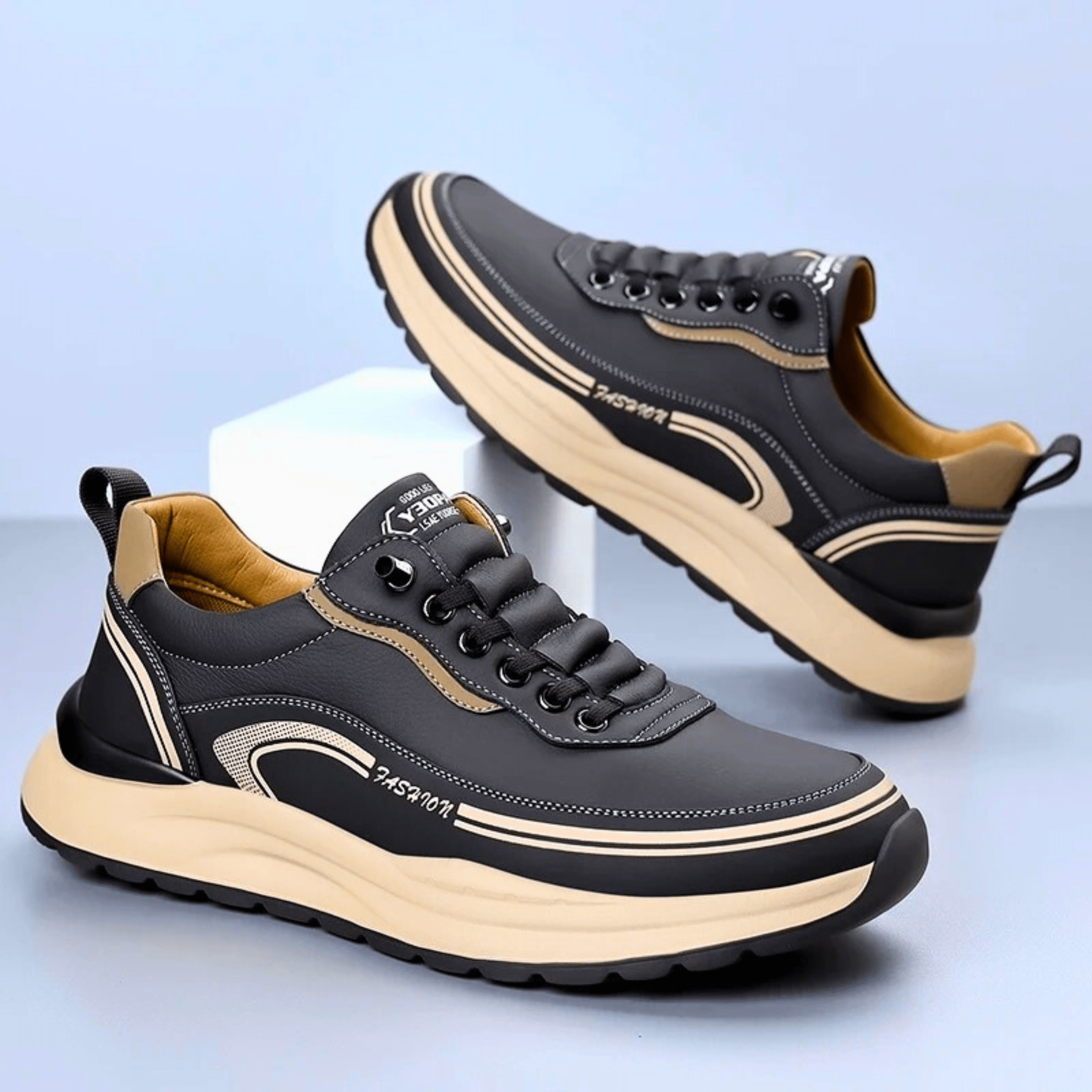 Męskie sneakersy z zaokrąglonym noskiem i profilowaną podeszwą