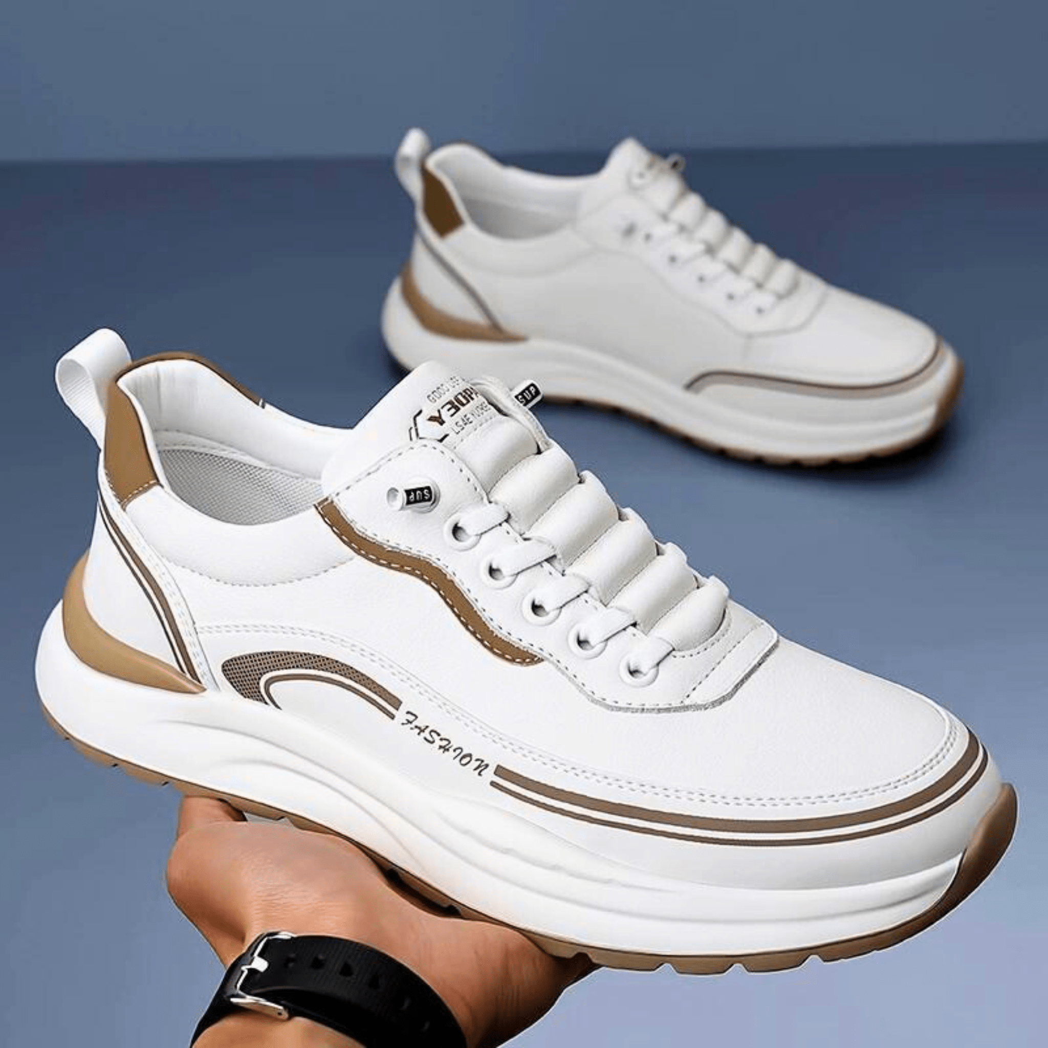 Męskie sneakersy z zaokrąglonym noskiem i profilowaną podeszwą