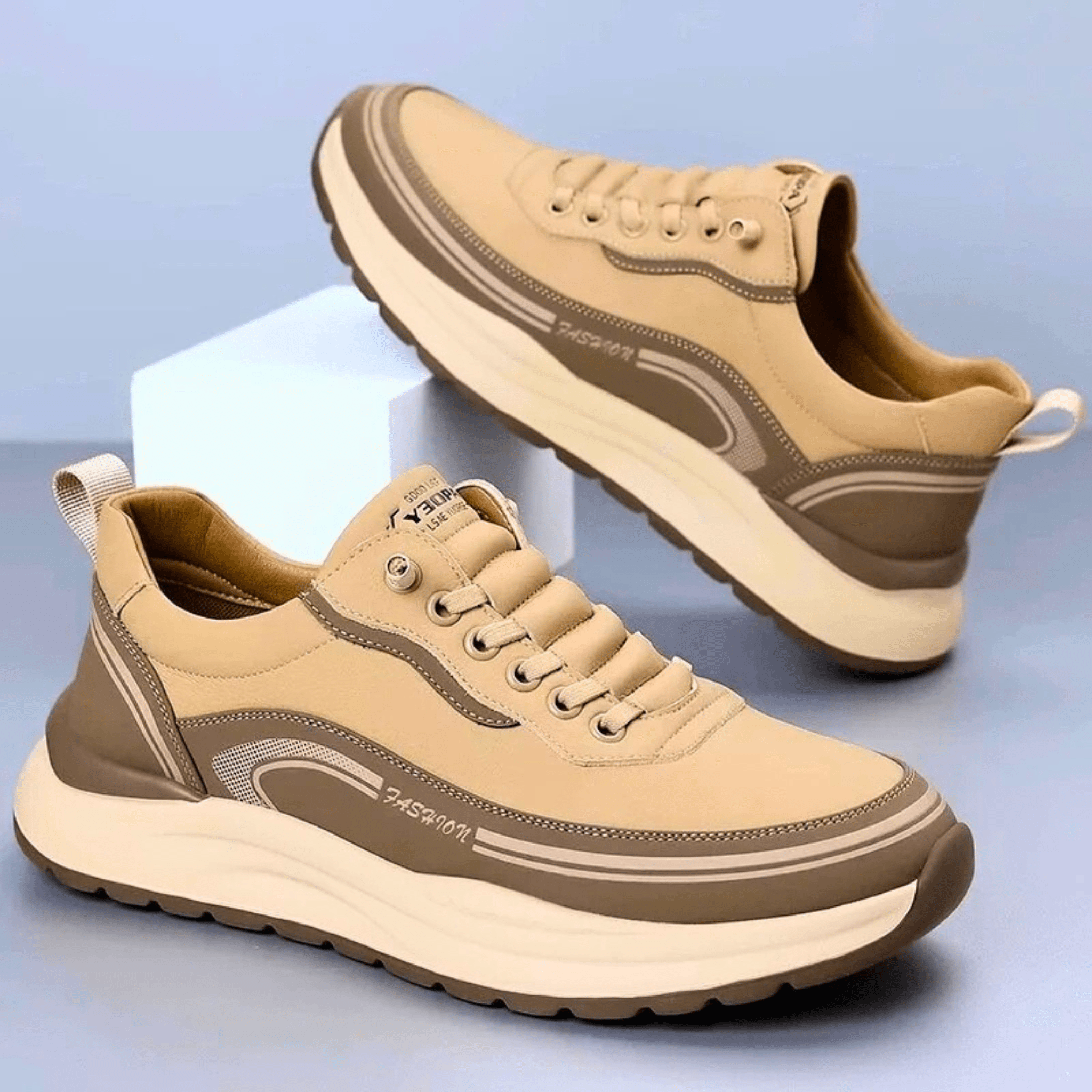 Męskie sneakersy z zaokrąglonym noskiem i profilowaną podeszwą