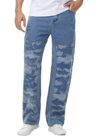 Męskie spodnie proste z dekoracyjnymi panelami