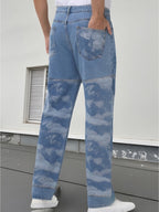 Męskie spodnie proste z dekoracyjnymi panelami