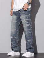 Męskie spodnie proste z wyblakłym wzorem