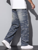 Męskie spodnie proste z wyblakłym wzorem