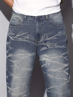 Męskie spodnie proste z wyblakłym wzorem