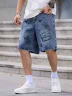 Męskie szorty o szerokich nogawkach z nadrukiem