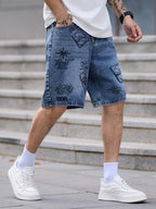 Męskie szorty o szerokich nogawkach z nadrukiem